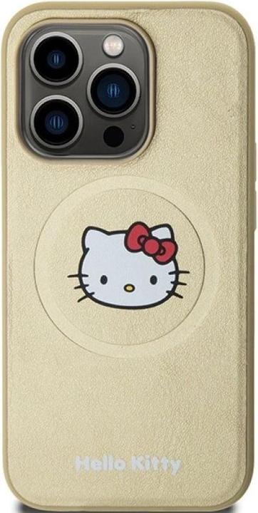 Produktbild Hello Kitty HKHMP15XPGHCKD iPhone 15 Pro Max 6.7" złoty/gold hardcase Leather Kitty Head MagSafe (Apple iPhone 15 Pro Max)