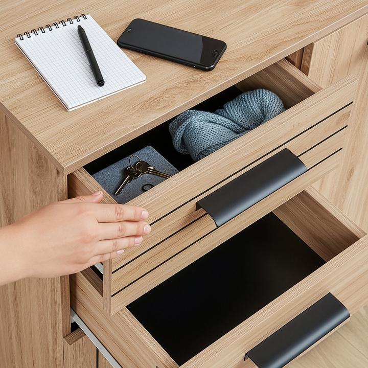 Image du produit En.Casa Sideboard Noppen 100x120x38 cm Eicheoptik (120 x 38 x 100 cm)