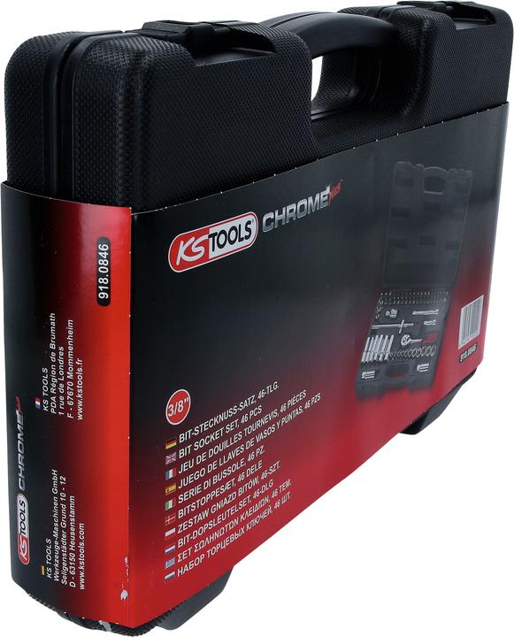 Actual product image KS Tools 3/8" CHROMEplus socket set, 46 pieces, hexagon, inch size, Flank Traction