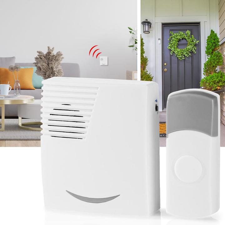 Actual product image Nedis DOORB211WT Radio Bell Set Battery Operated 3V DC 2X AA 1x CR2032 Batteries Included Loudness (Funk)