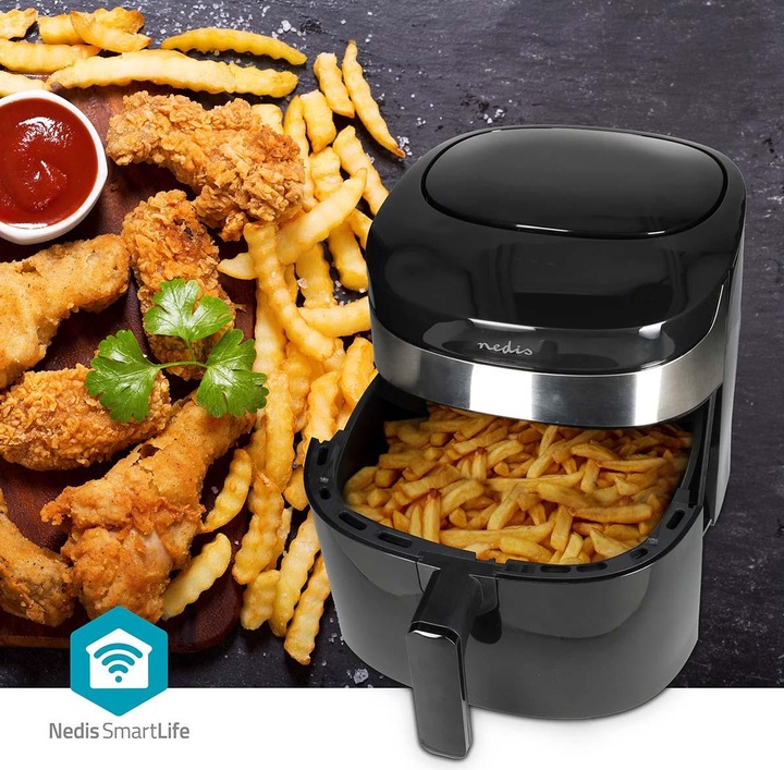 Actual product image Nedis SmartLife Hot Air Fryer Wi-Fi | 7.2 l | Timer: 240 min | Number of preset programmes: 8 |