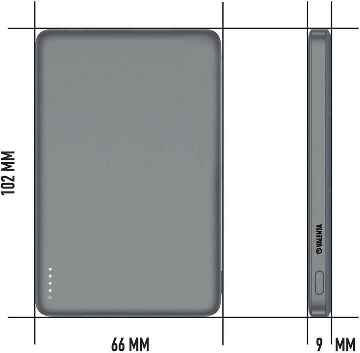 Image du produit Valenta Powerbank MagSafe Ultra Slim, Grau 5000 mAh (5000 mAh, 15 W, 19.35 Wh)