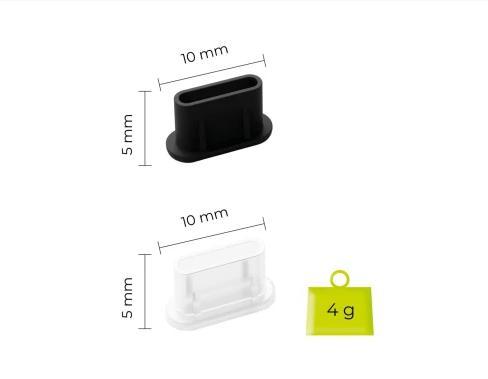 Actual product image Mobile Origin USB-C Dust Plug & Cleaning Brush CL1 Black/Clear for iPhone/Android