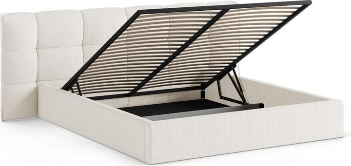Actual product image Micadoni Boucle Storage Bed with Headboard, "Eric", Ivory, 225x250x104 Made in Europe (160 x 200 cm)