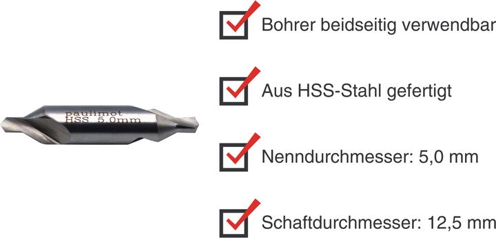 Produktbild Paulimot Zentrierbohrer 5,0 mm HSS (5,0 Millimeter)