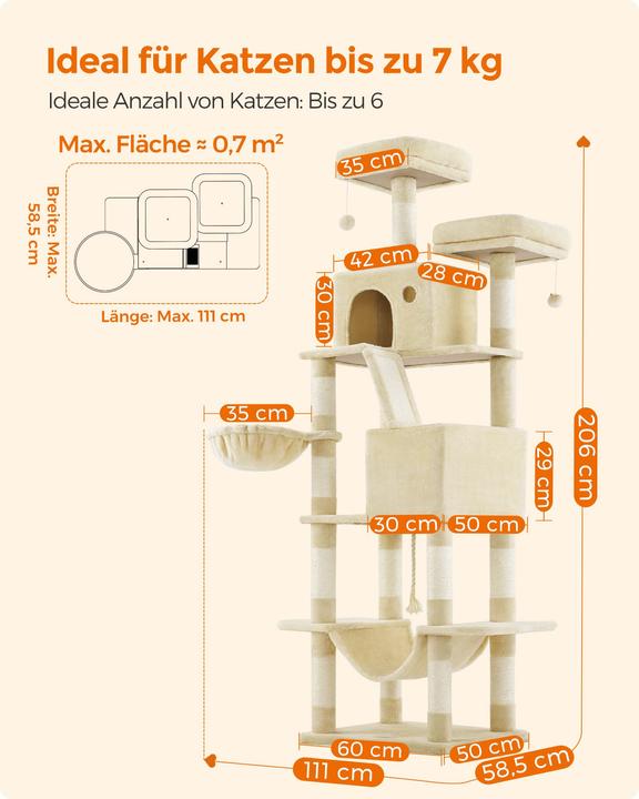 Actual product image Feandrea Cat Spa (206 cm, Beige)