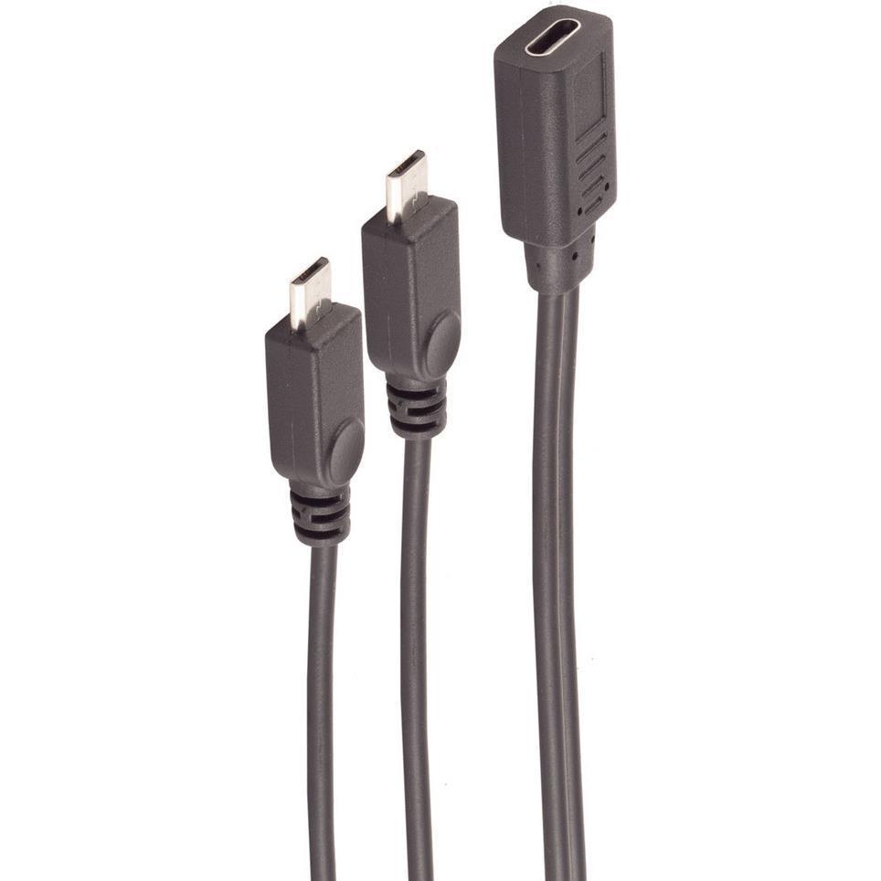 Shiverpeaks -BASIC-S--Adapter, USB C Buchse auf 2x USB Micro B Secker, Y-Kabel, 2.0, schwarz, 0,3m (0.30 m, USB 2.0), US...