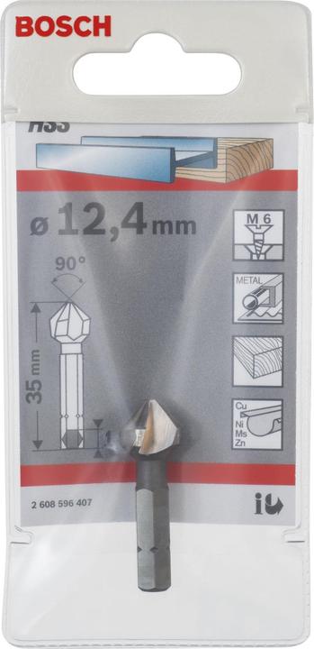 Image du produit Bosch Professional Zubehör Fraise conique à lamer à queue six pans, 12,4 mm, M 6, 35 mm, 1/4 de pouce (12,4 mm)