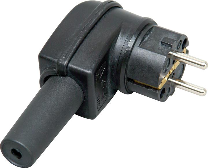 Actual product image Kopp Rubber safety plug black, IP44, break-proof, angled (CEE 7/7)