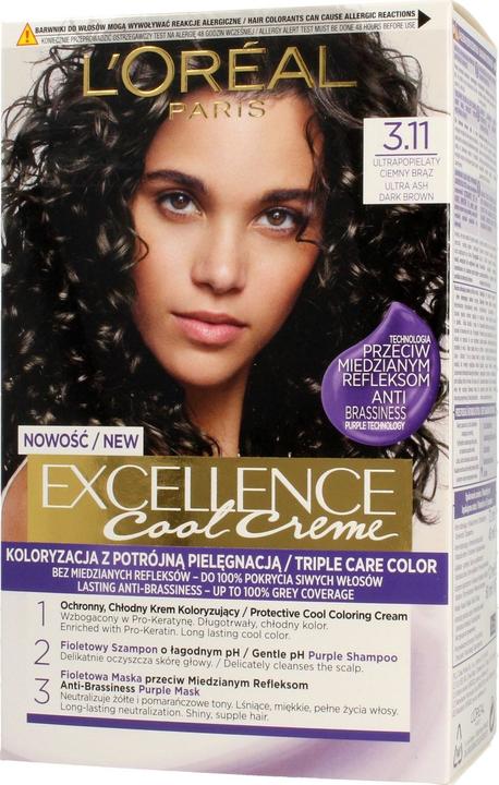 Actual product image L'Oréal Paris L'Oreal Professionnel Hair Coloring Cream Exellence 3.11 Ultra Ashen Dark Brown (3.11 Ultra Ashen Dark Brown)