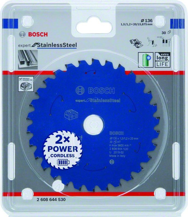 Actual product image Bosch Professional Zubehör Cordless circular saw blade Expert for Stainless Steel, 136 x 1.5/1.2 x 20, 30 teeth
