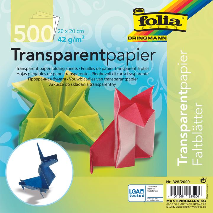 Actual product image Folia Folding sheets transparent 20 x 20 cm multicoloured (42 g/m², 500 x)