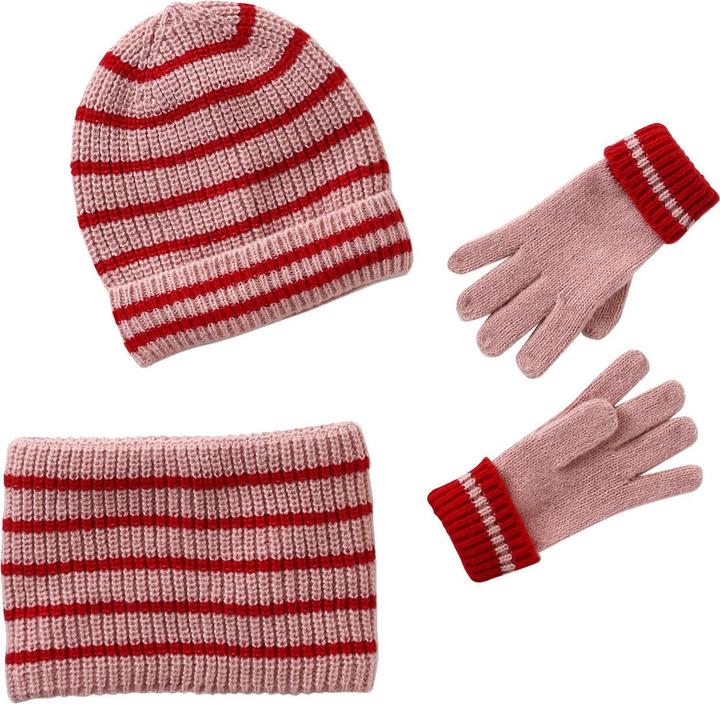 Actual product image Vertbaudet Set aus Mütze, Rundschal & Handschuhe gestreift, Mädchen (152, 158)