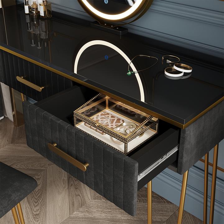 Actual product image Vicco Layla with LED mirror and stool (100 x 40 x 81 cm)