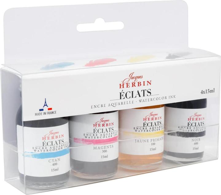 Actual product image Jacques Herbin Set mit 4 Tinten Éclats à 15ml - (Black, Blue, Red, Yellow, 4 pcs.)