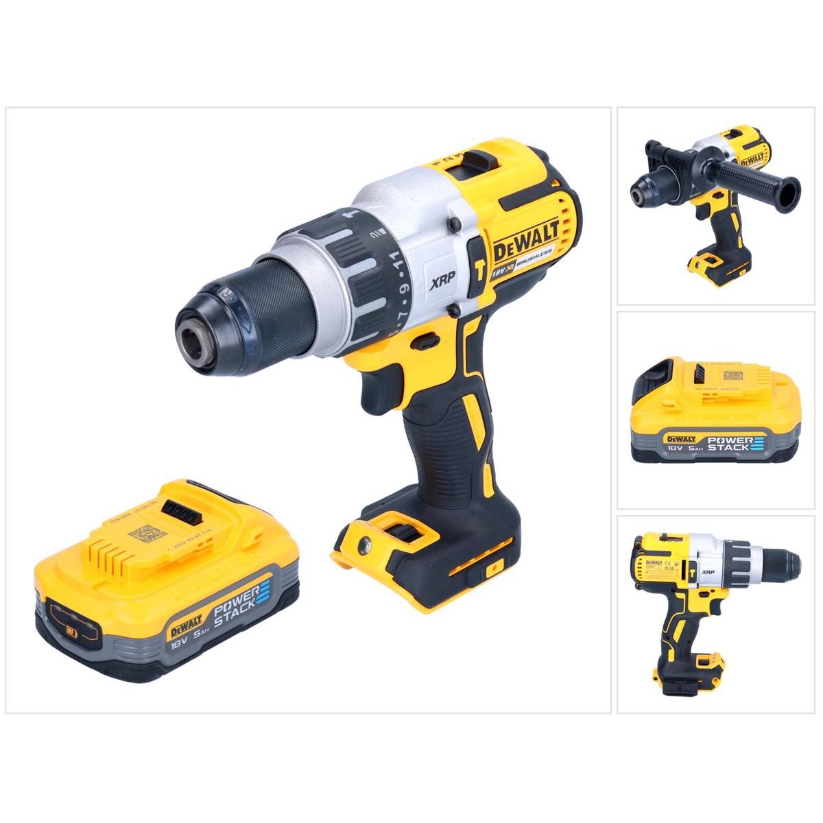 DeWalt, Bohrmaschine + Akkuschrauber, DCD 996 N Akku Schlagbohrschrauber 18 V 95 Nm Brushless + 1x Powerstack Akku 5,0 A...