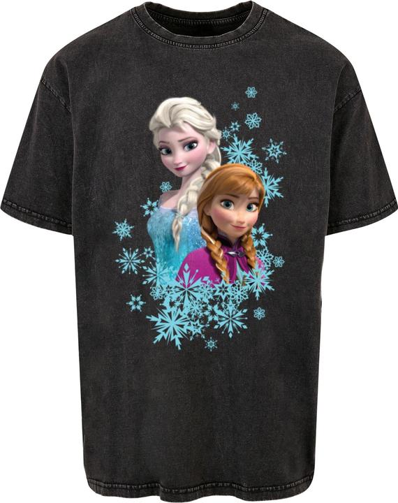 Absolute Cult Frozen - Elsa And Anna Sisters Acid Washed Oversize Tee - 116887 (L)