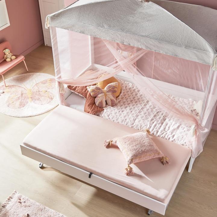Image du produit Lifetime Kidsrooms Lit à baldaquin avec lit d'ami et sommier à lattes de luxe Butterflies