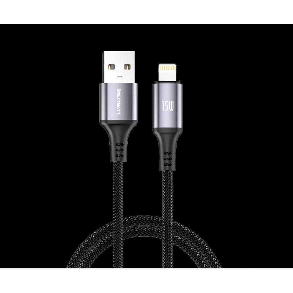 Nextbatt USB-A to Lightning Cable 15W, 2m - Black, Cavo USB