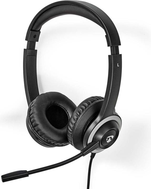 Produktbild Nedis PC Headset On-Ear, Stereo - Black (Kabelgebunden, USB-A, Google Meet, Microsoft Teams, Zoom)