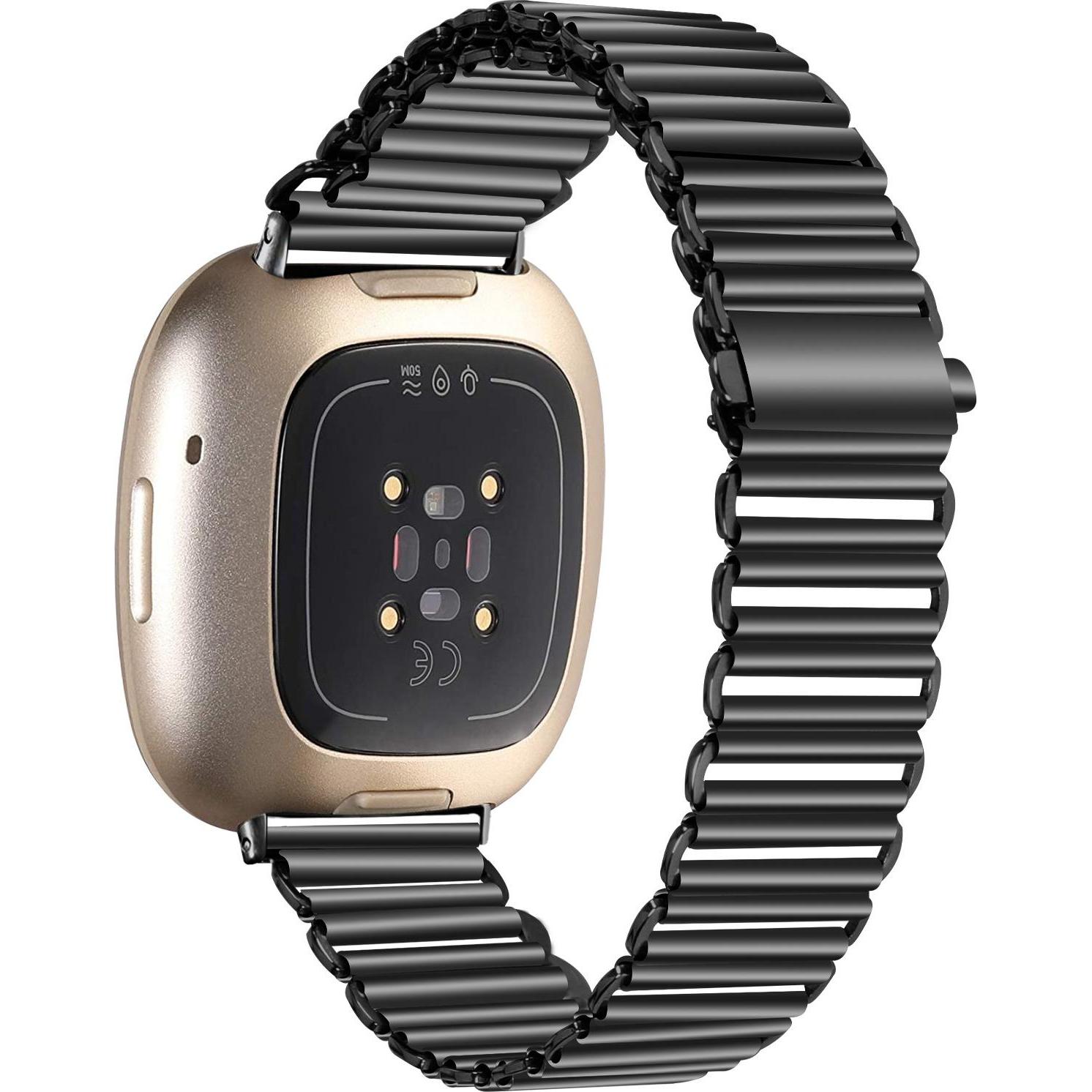 Thumbnail - Strap-it Armband (Edelstahl, Versa 3), Uhrenarmband, Schwarz