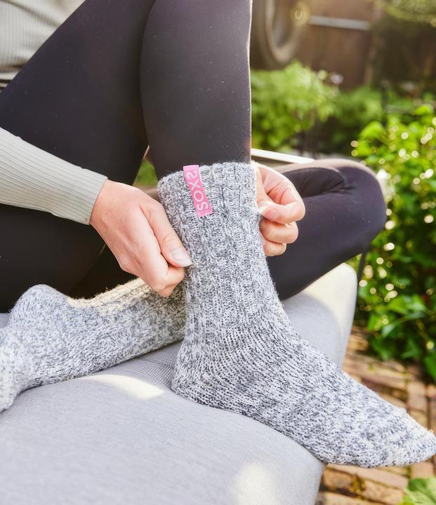 Immagine prodotto Soxs Calze da donna in lana grigia bubblegum, calzino da polpaccio (Confezione singola, 42 - 46, 43 - 46, 44 - 45, 44 - 46)