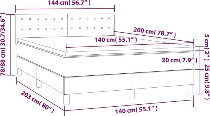 Produktbild vidaXL Boxspringbett (140 x 200 cm)