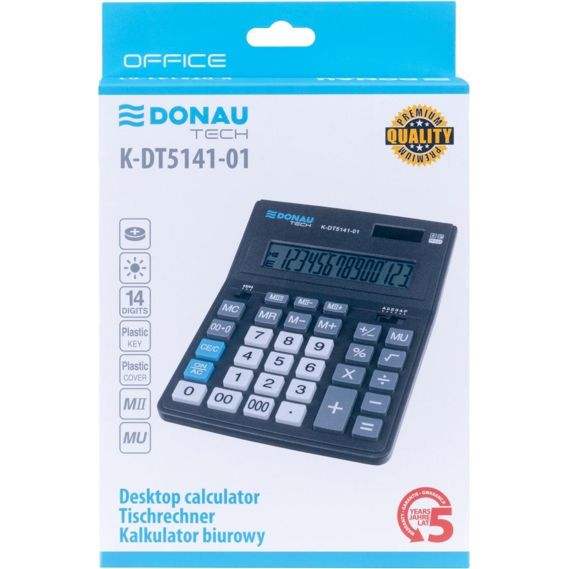 Thumbnail - Donau, Taschenrechner, Bürorechner tech, 14-stelliges display, masse 201x155x35mm, schwarz