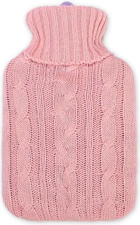 Immagine prodotto ASMI Bottiglia dell'acqua calda, bottiglia da letto con copertura in maglia, 1 litro (1 l, Fiaschetta da letto con coperchio)