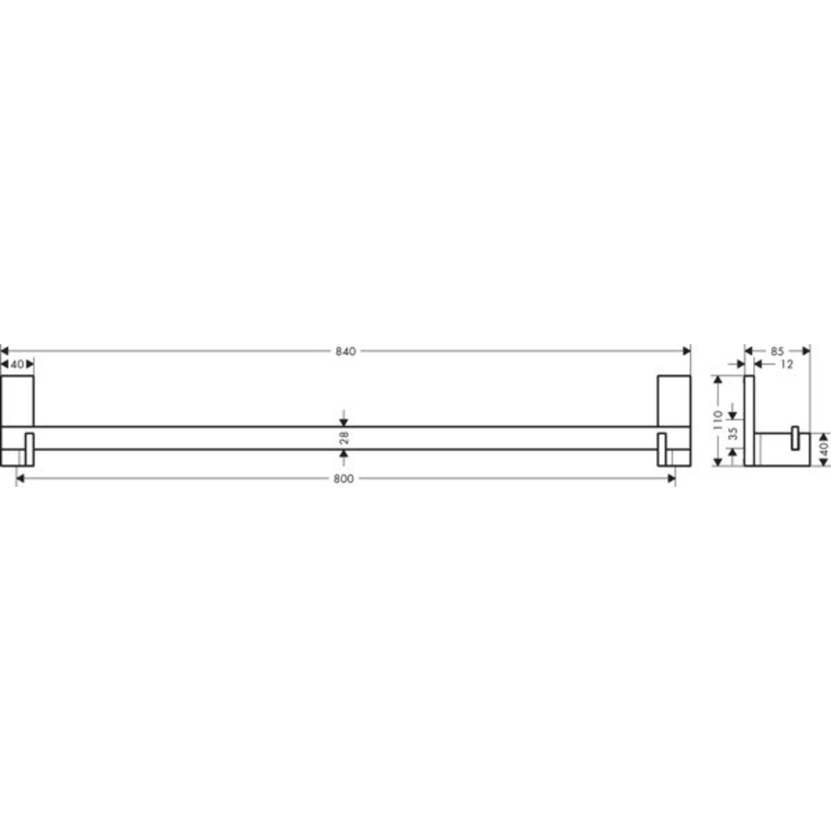 Thumbnail - hansgrohe, Handtuchhalter + Handtuchhaken, AXOR Universal Rectangular Badetuchhalter, Länge 800mm, Metall, 42683