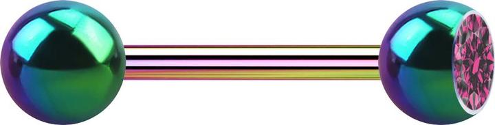 Immagine prodotto Star Piercing Barbell colorato con palla e cristallo a sfera rosa (senza ottone, Acciaio chirurgico 316L)