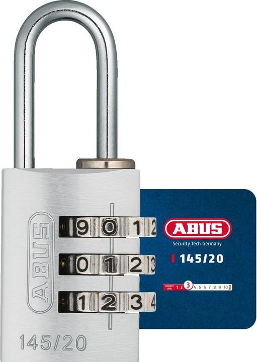 Actual product image Abus Combination lock 145/20 Lock Tag Silver Aluminum