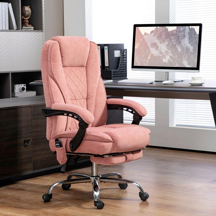 Produktbild Swisshandel24 Ergonomischer Bürostuhl mit Massagefunktion, Fussstütze, drehbar, rollbar, Rosa