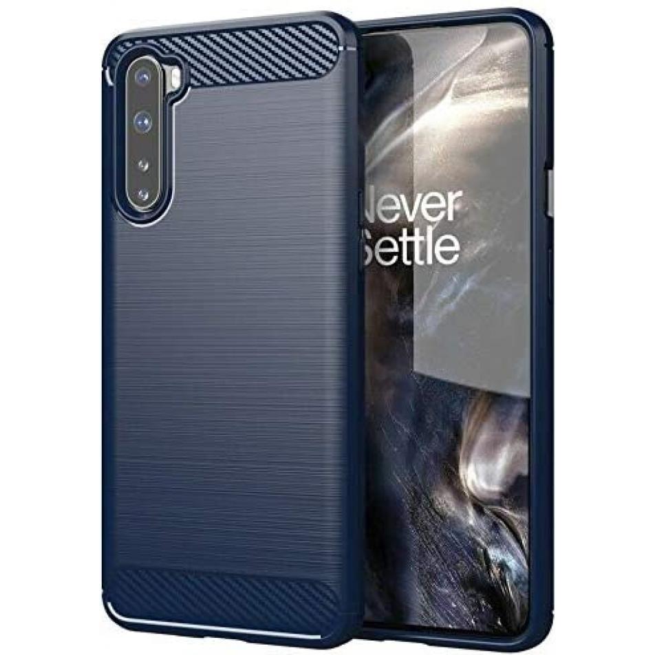 Screenguard OnePlus Nord Hülle Carbon Brushed Soft TPU (OnePlus Nord), Smartphone Hülle, Blau