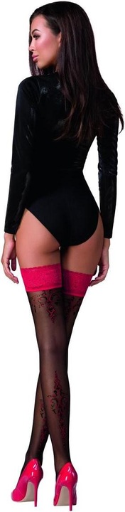 Produktbild Passion halterlose Strümpfe ST120 schwarz/rot - 5 (5)