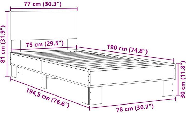 Immagine prodotto vidaXL Bettgestell (75 x 190 cm)