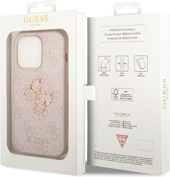 Image du produit Guess GUHCP15L4GMGPI iPhone 15 Pro 6.1" różowy/pink hardcase 4G Big Metal Logo (Apple iPhone 15 Pro)