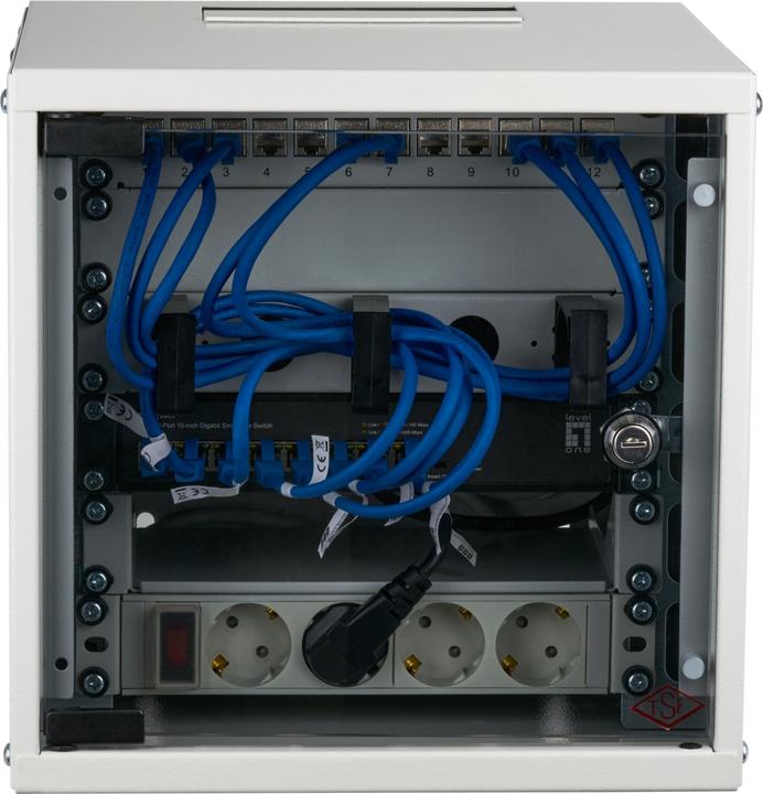 Produktbild EFB Elektronik EFB 10inch 6U wall-mounted cabinet depth 300 mm 1-piece pre-assembled RAL7035 (5.71 HE, 10 Zoll Rack)