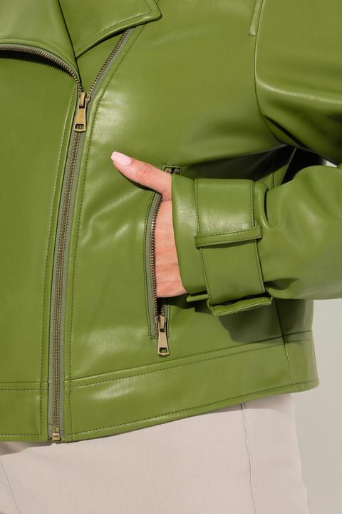 Immagine prodotto Ulla Popken Giacca in stile biker in similpelle con revers e tasche con zip (46, 48)