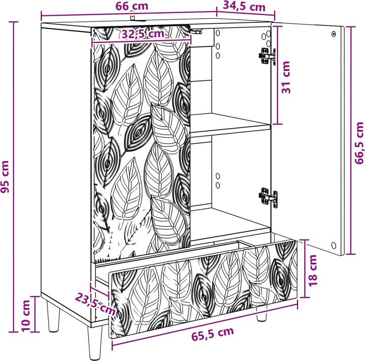 Produktbild vidaXL Wohnmöbel (66 x 34.50 x 95 cm)