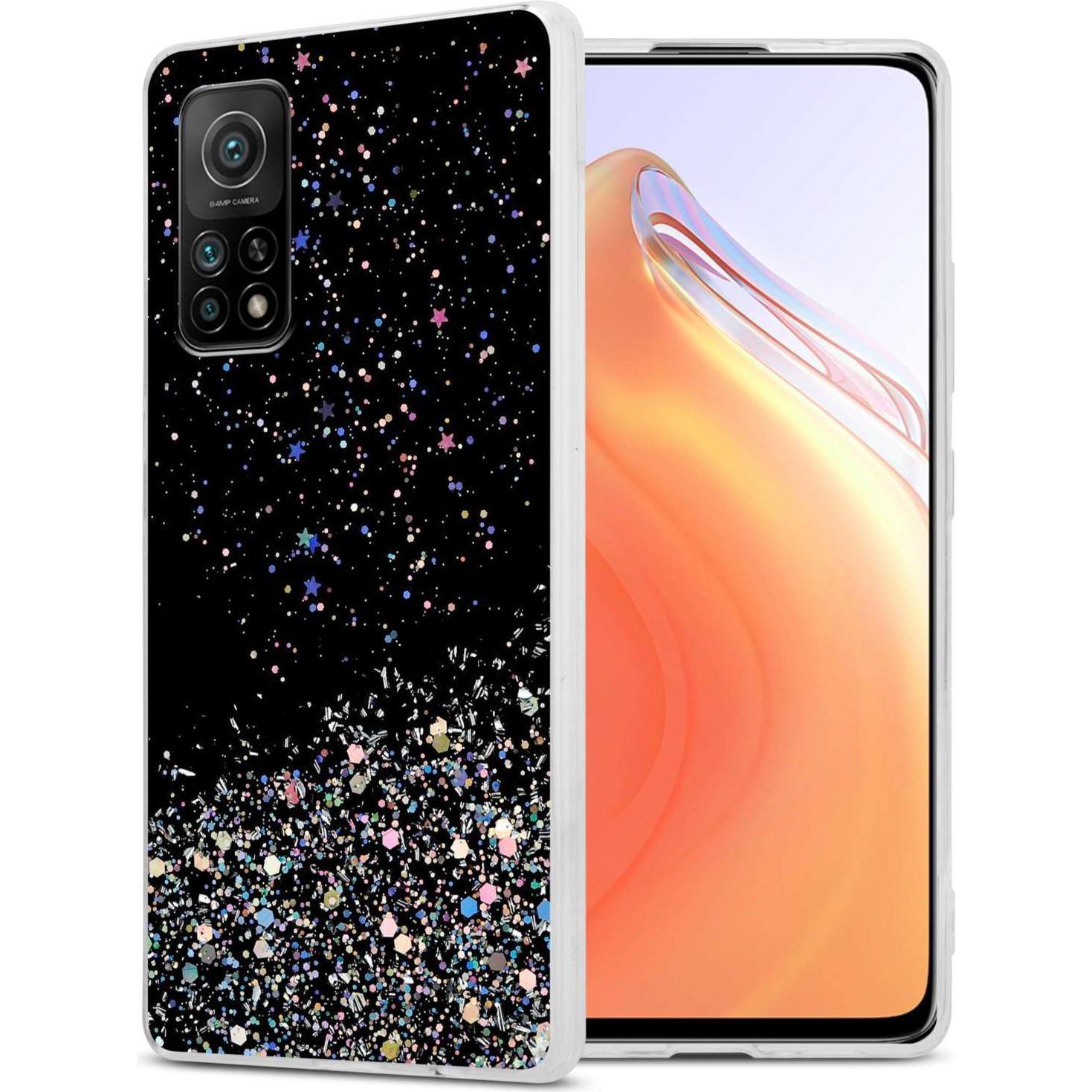 Cadorabo TPU Hülle für Xiaomi Mi 10T / Mi 10T PRO mit Glitzer (Xiaomi Mi 10T Pro, Xiaomi Mi 10T), Smartphone Hülle, Schw...