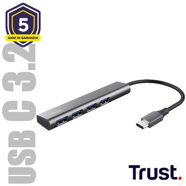 Productafbeelding Trust HALYX 4-POORTS USB-C 3.2 GEN1 HUB (USB-C, 4 ports)