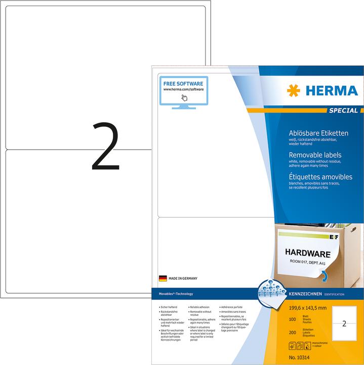 Productafbeelding HERMA A4 verwijderbare etiketten