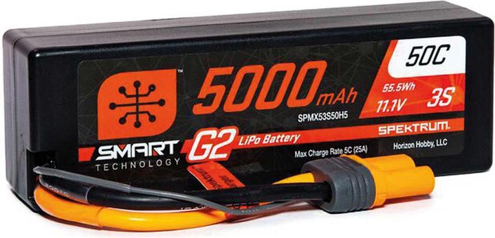Spektrum 5000mAh 3S 11.1V Smart G2 LiPo 50C Hard Case IC5 (11.10 V, 5000 mAh)
