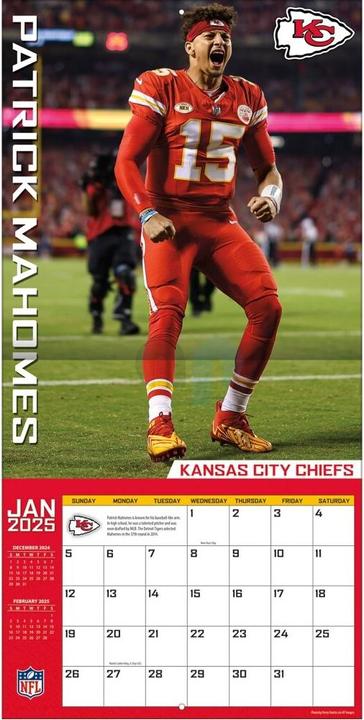 Immagine prodotto NFL - Kansas City Chiefs - Patrick Mahomes - Calendario murale dei giocatori 30.5 x 30.5 cm 2025 (30,5 x 30,5 cm)