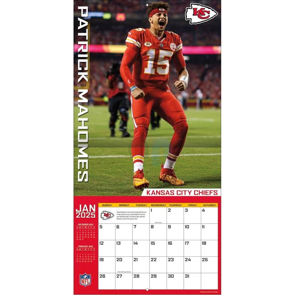 Thumbnail - Turner, Kalender, NFL - Kansas City Chiefs - Patrick Mahomes - 30.5 x 30.5 cm Spieler-Wandkalender 2025 (30.5 x 30.5 cm,...