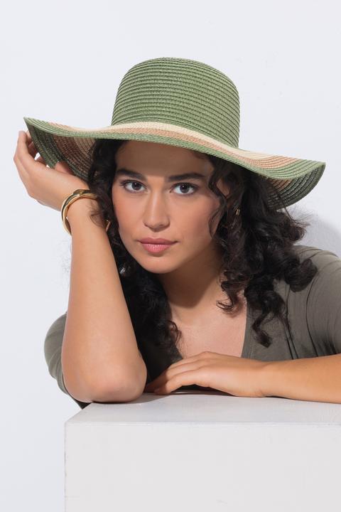 Actual product image Ulla Popken Straw hat, stripes, wide brim