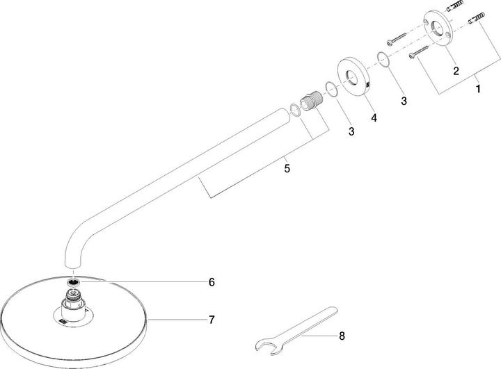 Actual product image Dornbracht rain shower with wall connection, 450 mm projection, rain shower 220 mm, 28649070 (8.60 l/min)