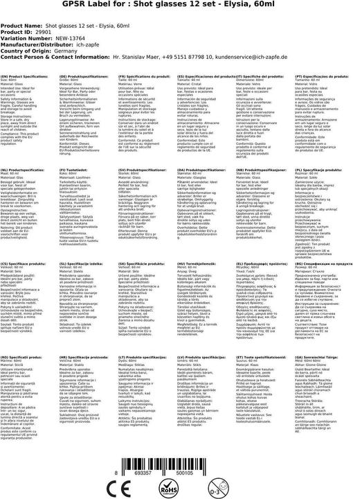 Immagine prodotto Pasabahce Bicchiere Elysia da ml - er SET (0.60 dl, 12 x, Bicchiere di vetro)