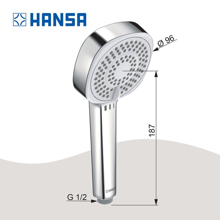 Produktbild Hansa Hansabasicjet Style Handbrause 3-strahlig, Eco, chrom (3 Strahlarten, 18 l/min)